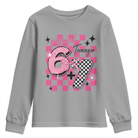 Funny 13th Birthday Official Teenager Youth Sweatshirt 6+7 13 Year Old Kids Girls Pink Checkered 67 Meme