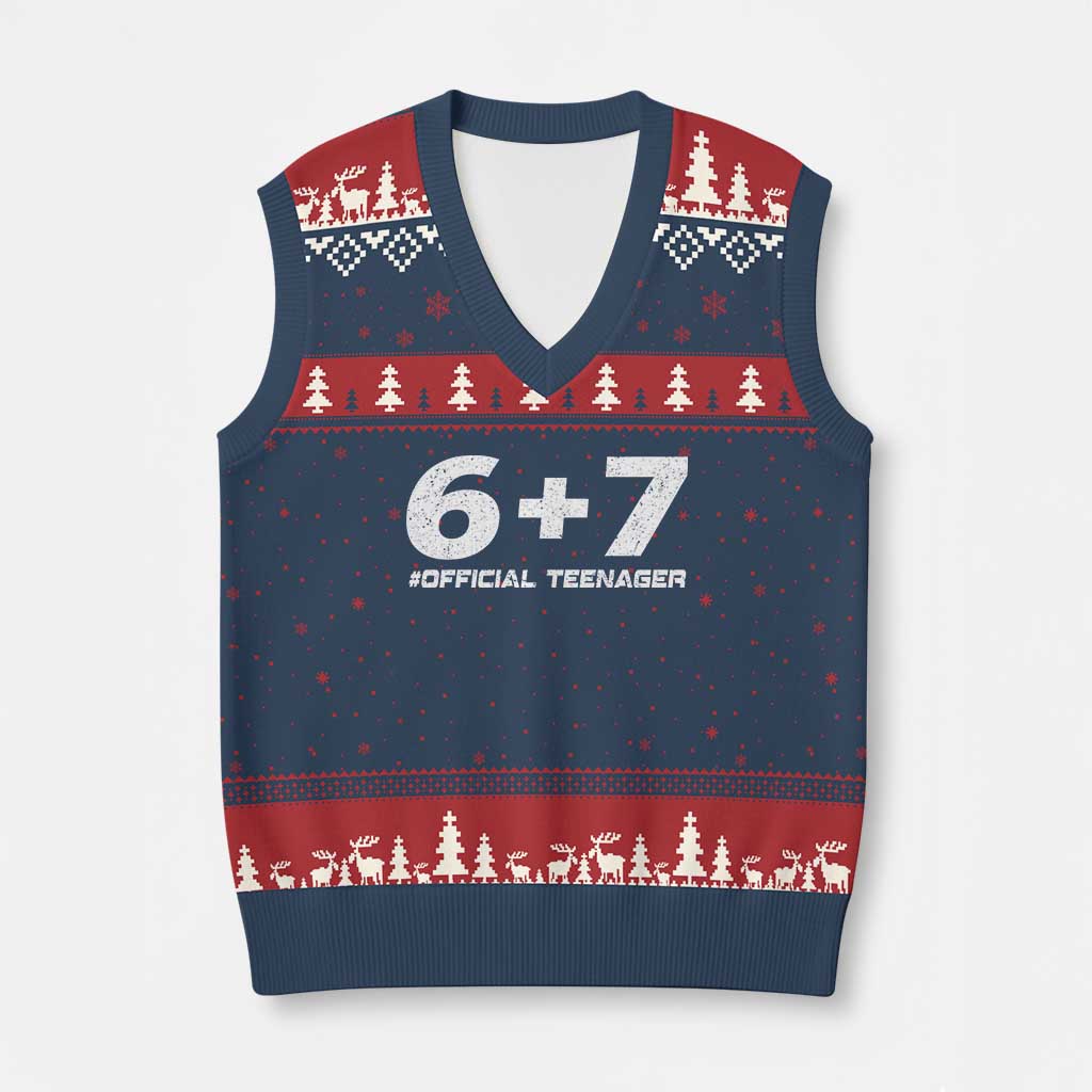 Funny 13th Birthday Official Teenager V-Neck Knit Sweater Vest 13 Years Old Boys Kids