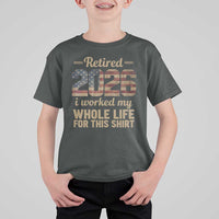Retired 2026 T Shirt For Kid Vintage Retirement US Flag I Worked My Whole Life