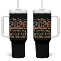Retired 2026 Tumbler With Handle Vintage Retirement US Flag I Worked My Whole Life