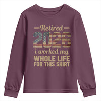 Retired 2026 Youth Sweatshirt Vintage Retirement US Flag I Worked My Whole Life