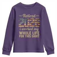 Retired 2026 Youth Sweatshirt Vintage Retirement US Flag I Worked My Whole Life