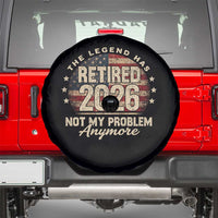 The Legend Has Retired 2026 Spare Tire Cover Funny Retirement USA Flag