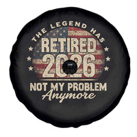 The Legend Has Retired 2026 Spare Tire Cover Funny Retirement USA Flag