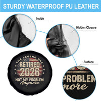 The Legend Has Retired 2026 Spare Tire Cover Funny Retirement USA Flag