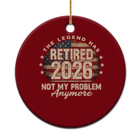The Legend Has Retired 2026 Ceramic Ornament Funny Retirement USA Flag