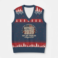 The Legend Has Retired 2026 V-Neck Knit Sweater Vest Funny Retirement USA Flag