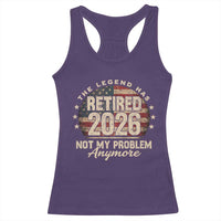 The Legend Has Retired 2026 Racerback Tank Top Funny Retirement USA Flag