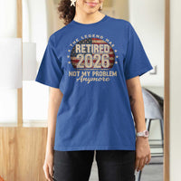 The Legend Has Retired 2026 T Shirt For Women Funny Retirement USA Flag