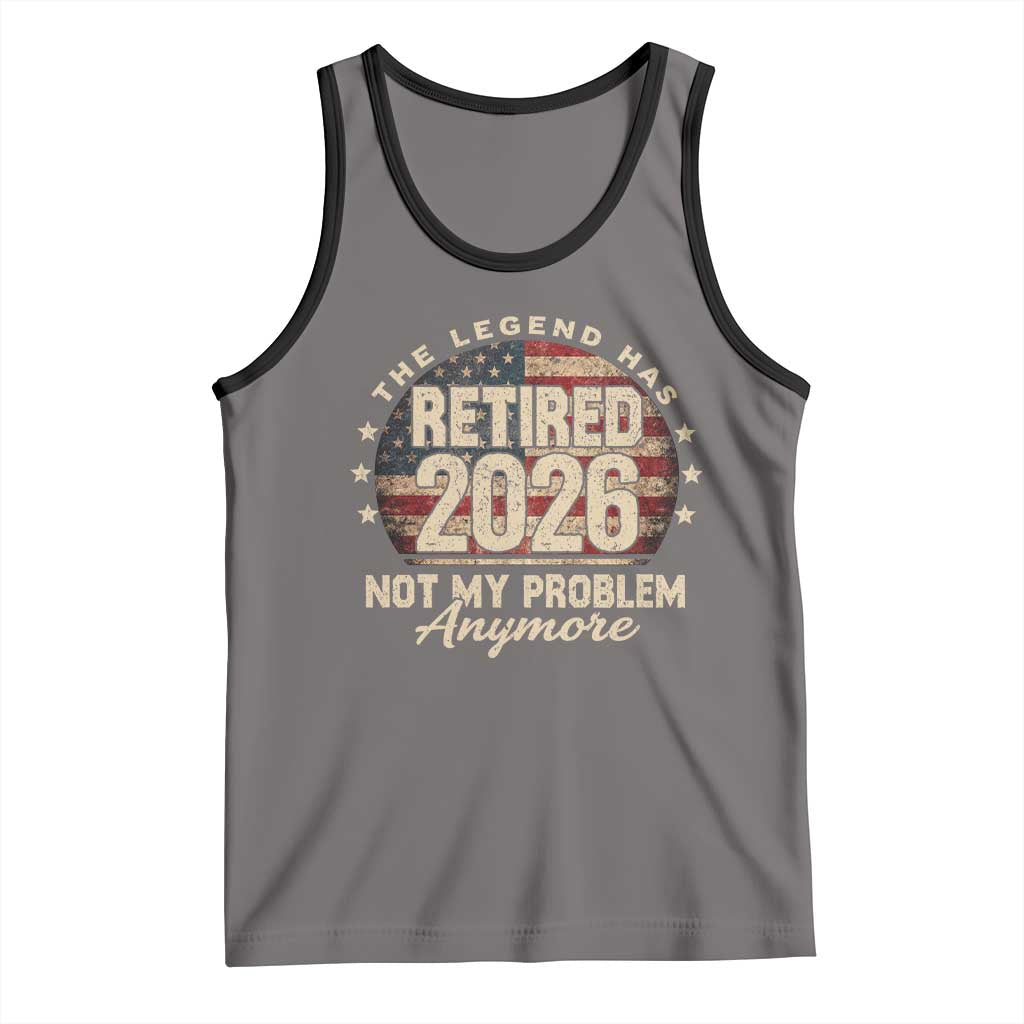 The Legend Has Retired 2026 Tank Top Funny Retirement USA Flag