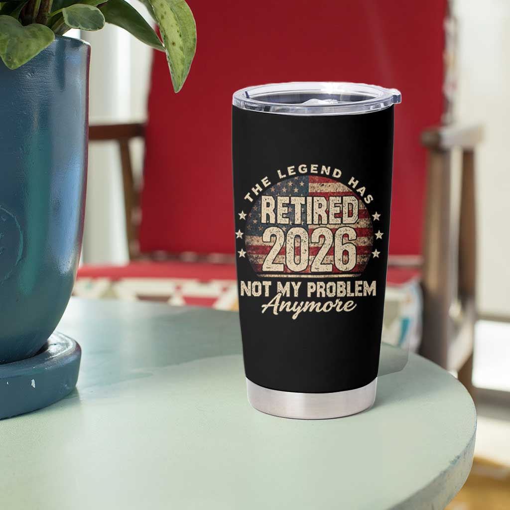 The Legend Has Retired 2026 Tumbler Cup Funny Retirement USA Flag