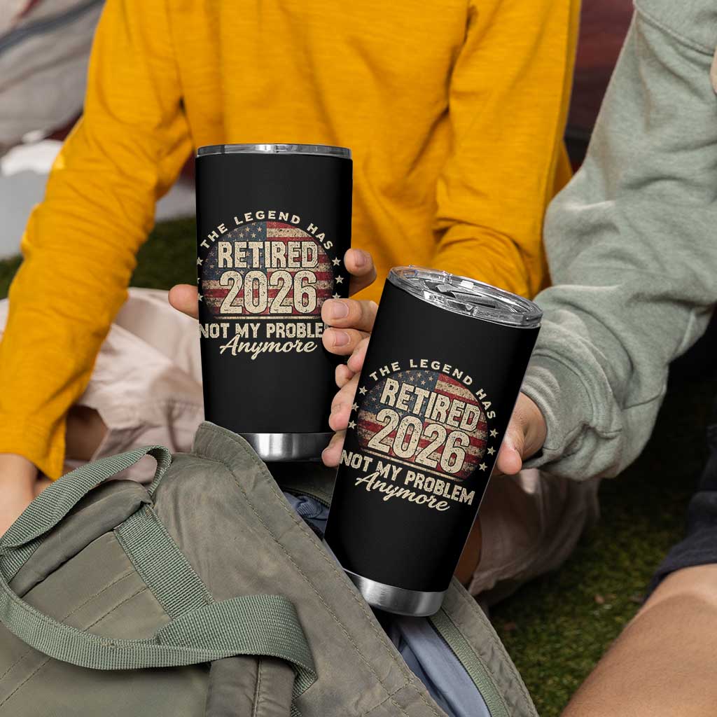 The Legend Has Retired 2026 Tumbler Cup Funny Retirement USA Flag