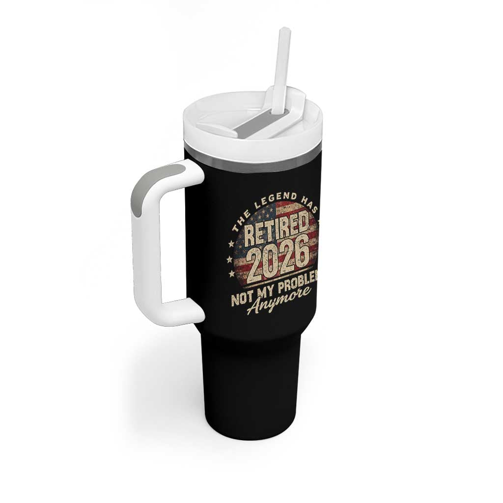 The Legend Has Retired 2026 Tumbler With Handle Funny Retirement USA Flag