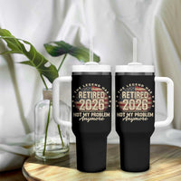 The Legend Has Retired 2026 Tumbler With Handle Funny Retirement USA Flag