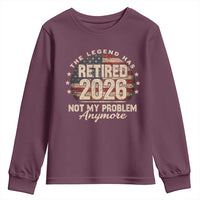 The Legend Has Retired 2026 Youth Sweatshirt Funny Retirement USA Flag