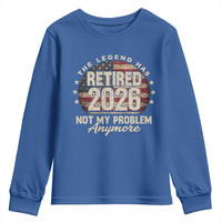 The Legend Has Retired 2026 Youth Sweatshirt Funny Retirement USA Flag