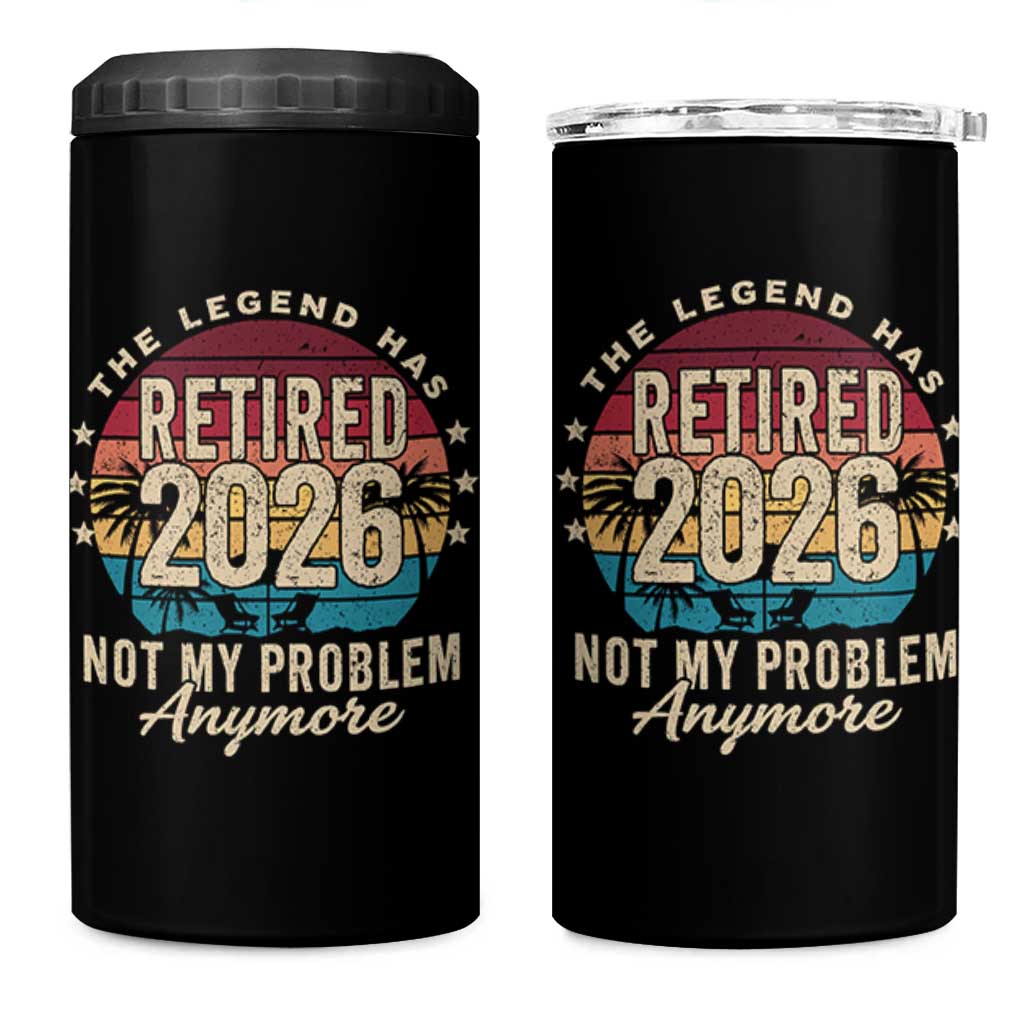 The Legend Has Retired 2026 4 in 1 Can Cooler Tumbler Retro Funny Retirement