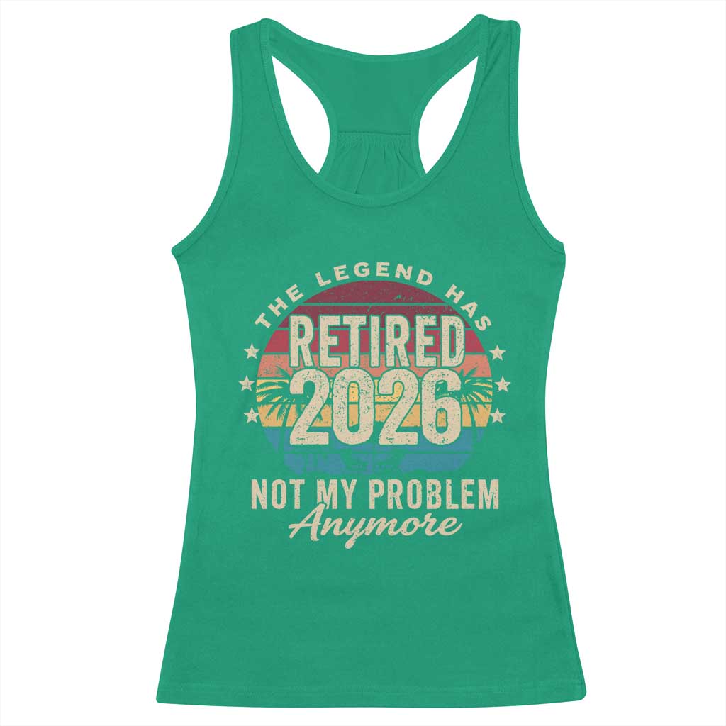 The Legend Has Retired 2026 Racerback Tank Top Retro Funny Retirement