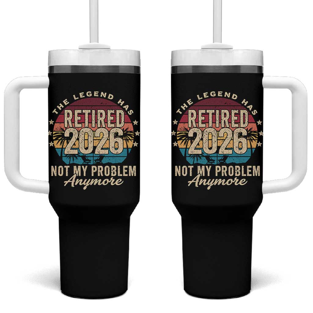 The Legend Has Retired 2026 Tumbler With Handle Retro Funny Retirement