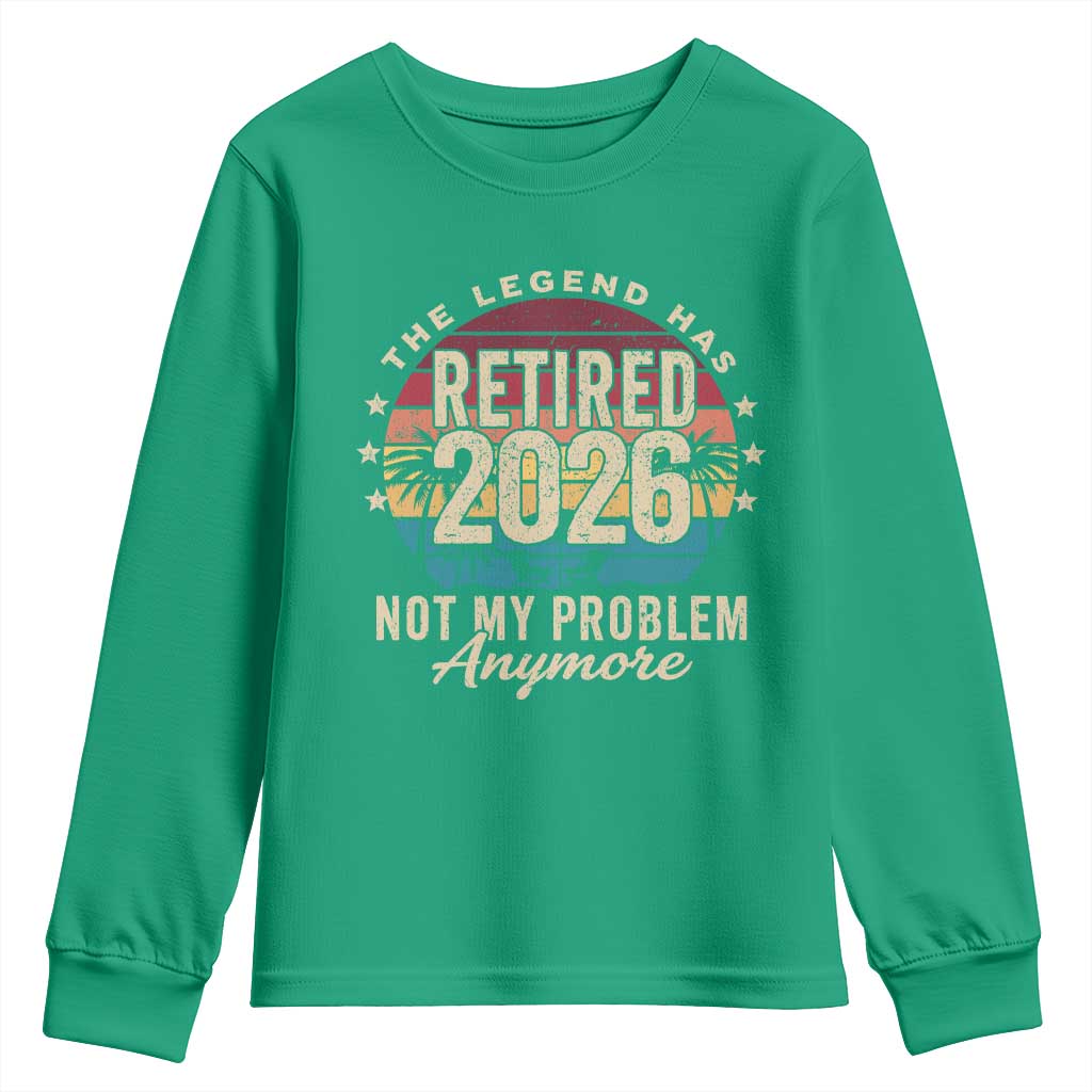 The Legend Has Retired 2026 Youth Sweatshirt Retro Funny Retirement