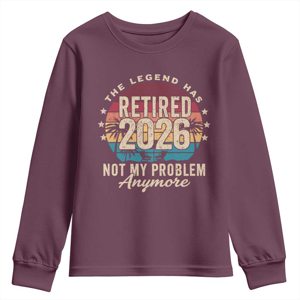 The Legend Has Retired 2026 Youth Sweatshirt Retro Funny Retirement