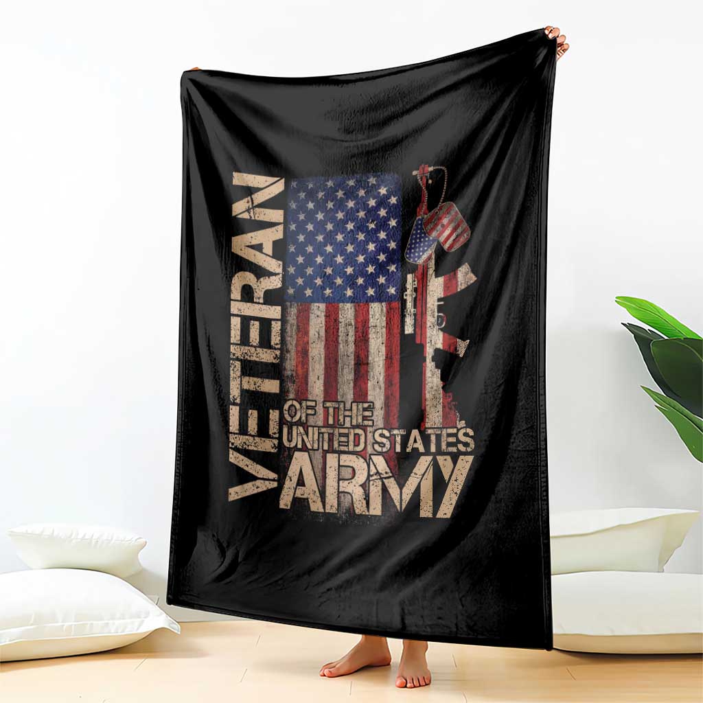Veteran Of The United States Throw Blanket Army US Flag Veteran Patriotic