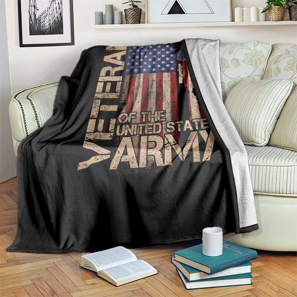 Veteran Of The United States Throw Blanket Army US Flag Veteran Patriotic
