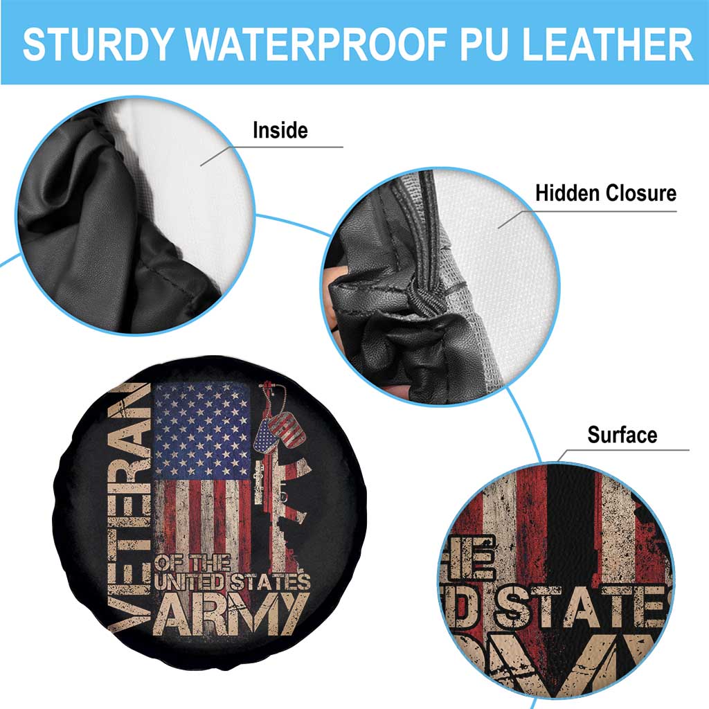Veteran Of The United States Spare Tire Cover Army US Flag Veteran Patriotic