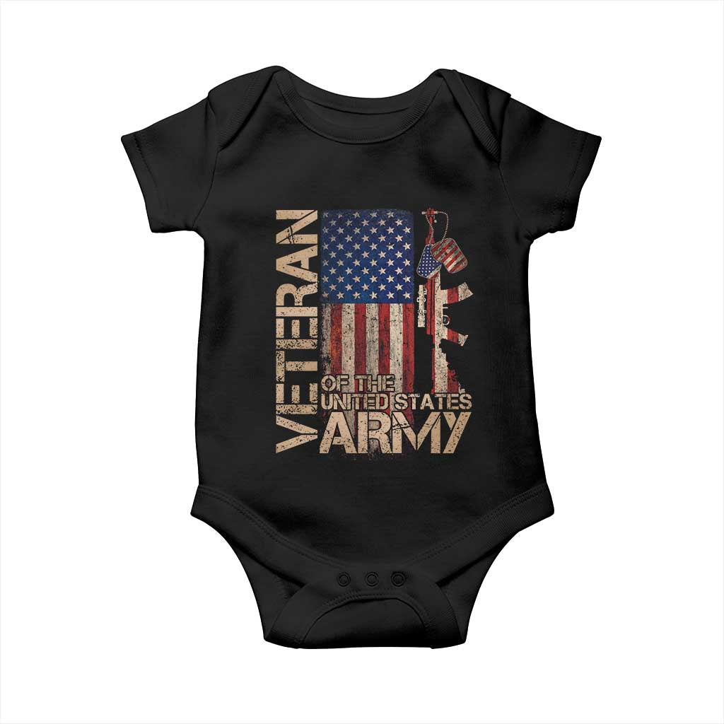 Veteran Of The United States Baby Onesie Army US Flag Veteran Patriotic