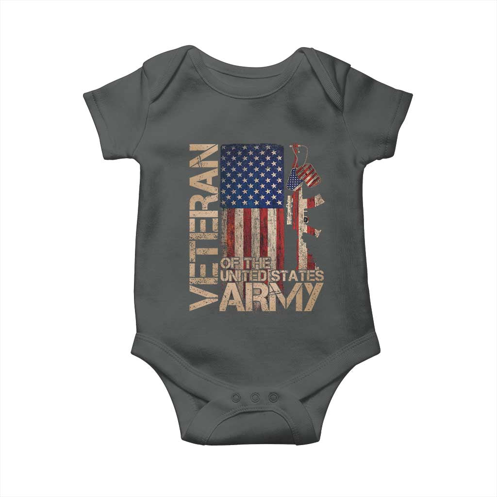 Veteran Of The United States Baby Onesie Army US Flag Veteran Patriotic