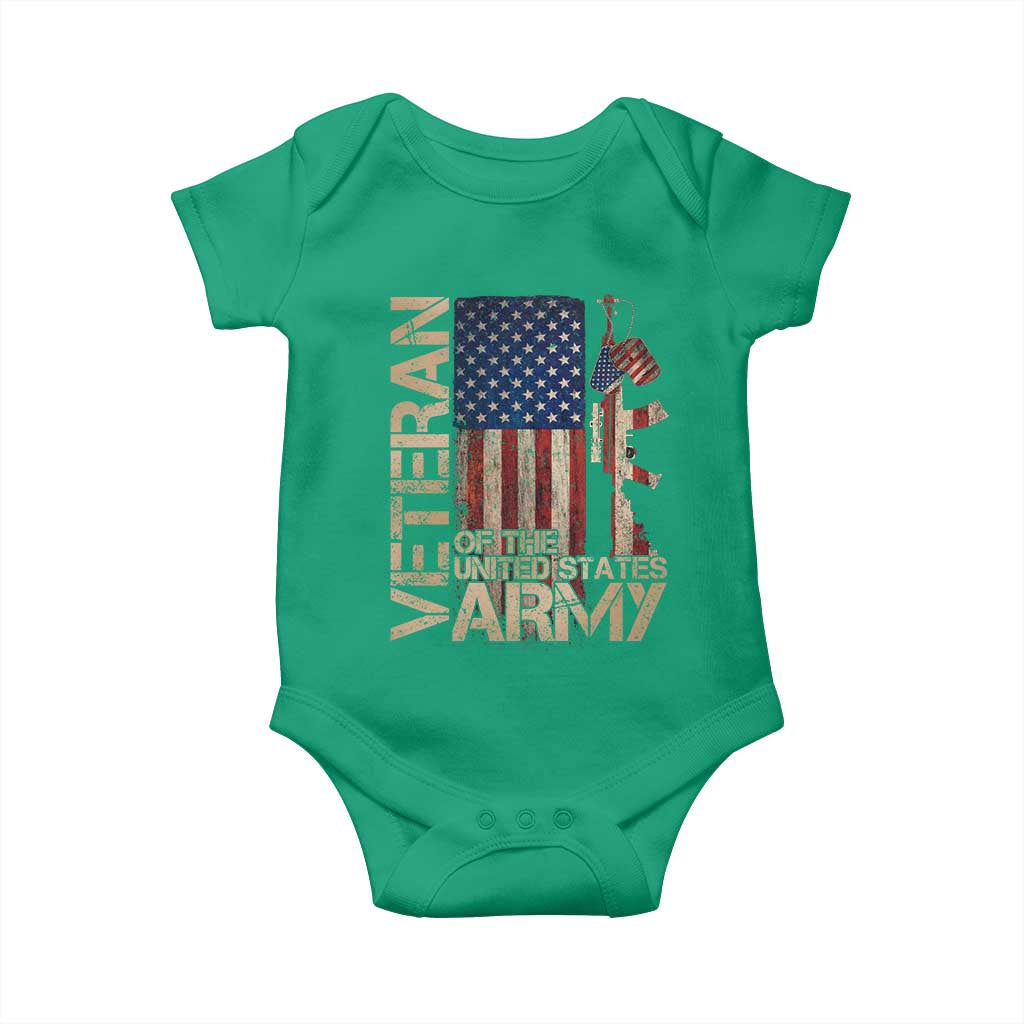 Veteran Of The United States Baby Onesie Army US Flag Veteran Patriotic
