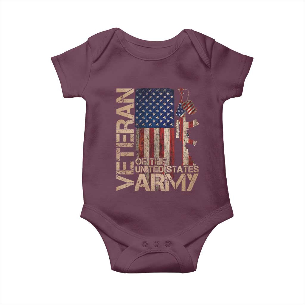 Veteran Of The United States Baby Onesie Army US Flag Veteran Patriotic