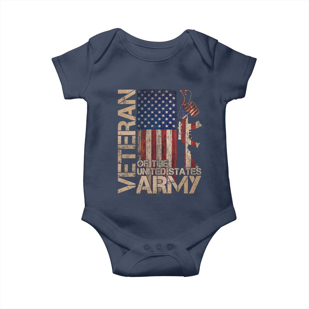 Veteran Of The United States Baby Onesie Army US Flag Veteran Patriotic