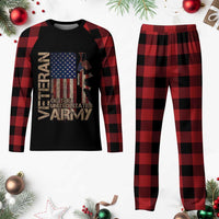 Veteran Of The United States Plaid Pajama Set Army US Flag Veteran Patriotic