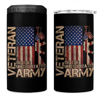 Veteran Of The United States 4 in 1 Can Cooler Tumbler Army US Flag Veteran Patriotic