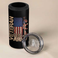Veteran Of The United States 4 in 1 Can Cooler Tumbler Army US Flag Veteran Patriotic