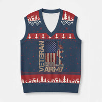 Veteran Of The United States V-Neck Knit Sweater Vest Army US Flag Veteran Patriotic