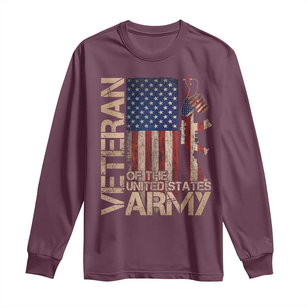 Veteran Of The United States Long Sleeve Shirt Army US Flag Veteran Patriotic