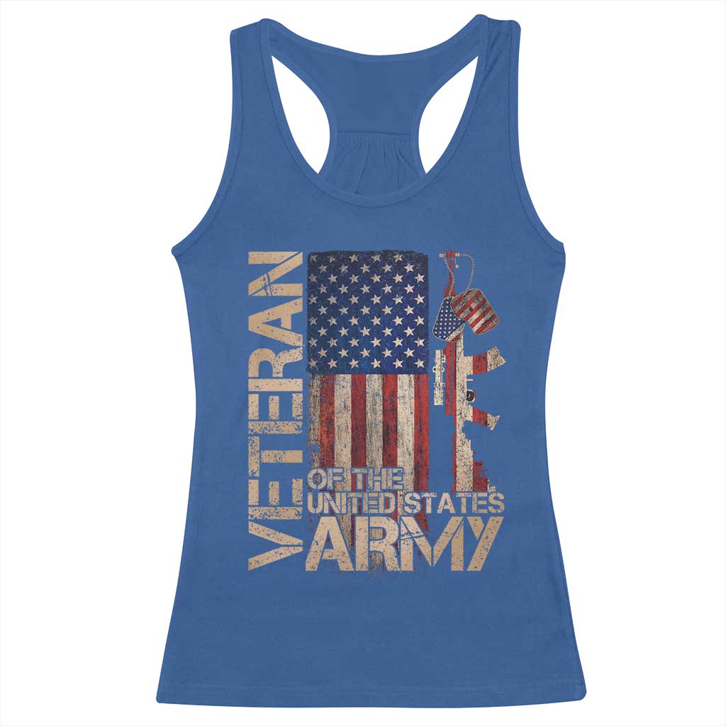 Veteran Of The United States Racerback Tank Top Army US Flag Veteran Patriotic