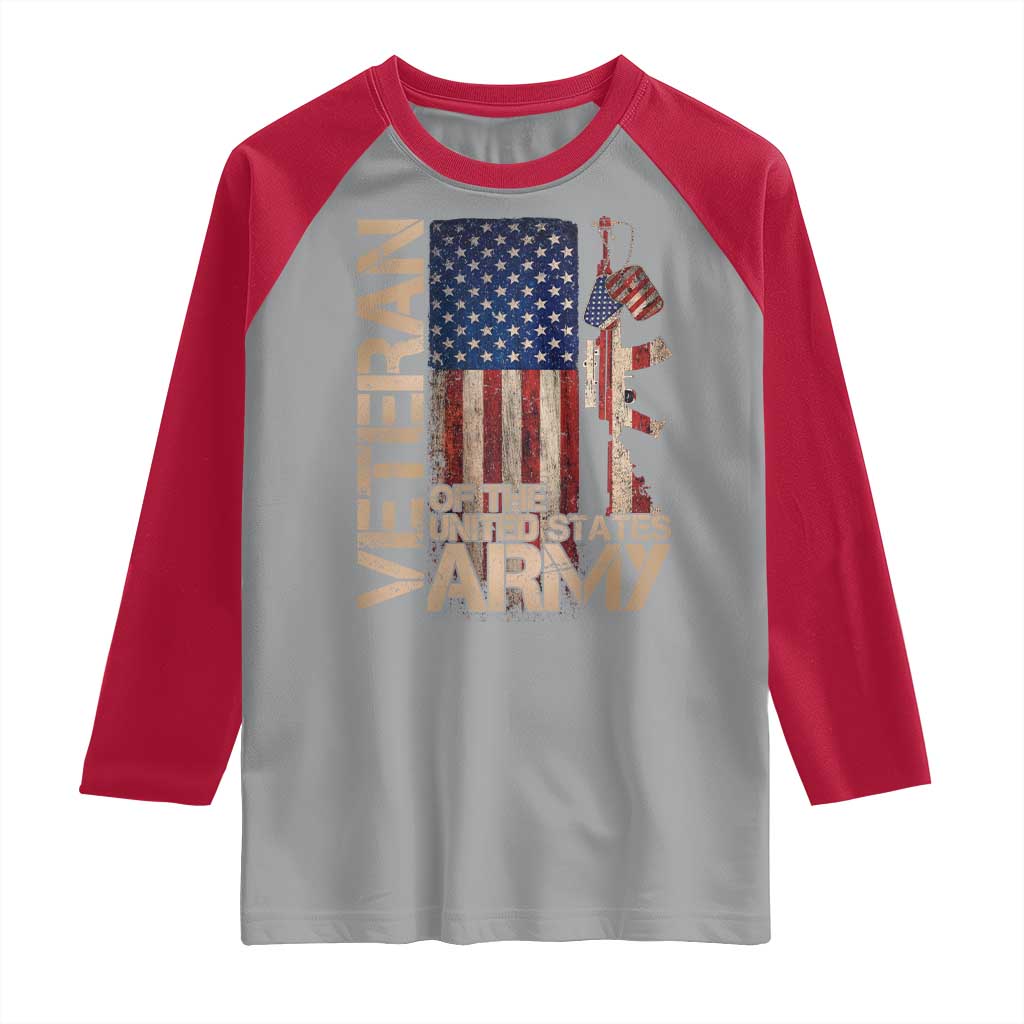 Veteran Of The United States Raglan Shirt Army US Flag Veteran Patriotic
