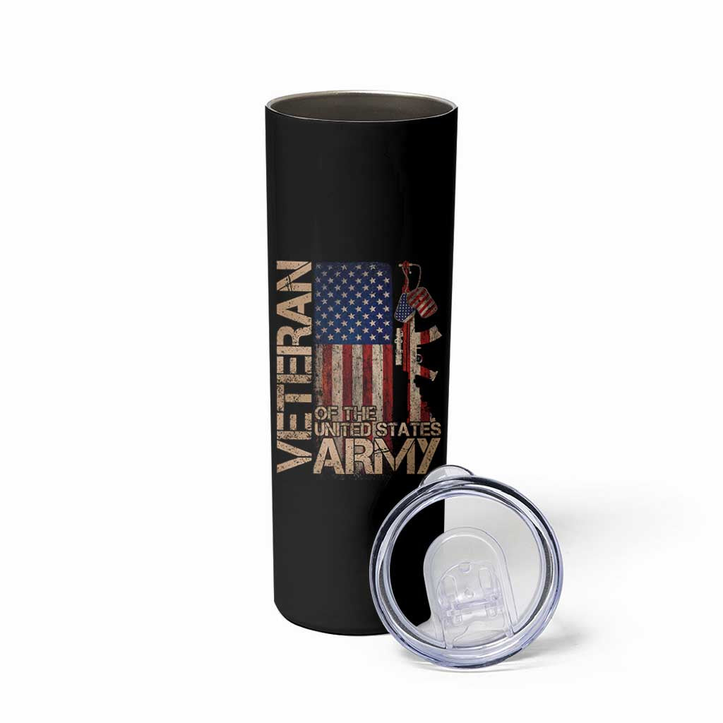 Veteran Of The United States Skinny Tumbler Army US Flag Veteran Patriotic
