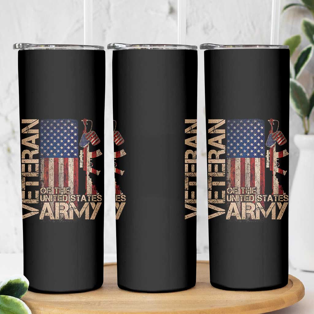 Veteran Of The United States Skinny Tumbler Army US Flag Veteran Patriotic