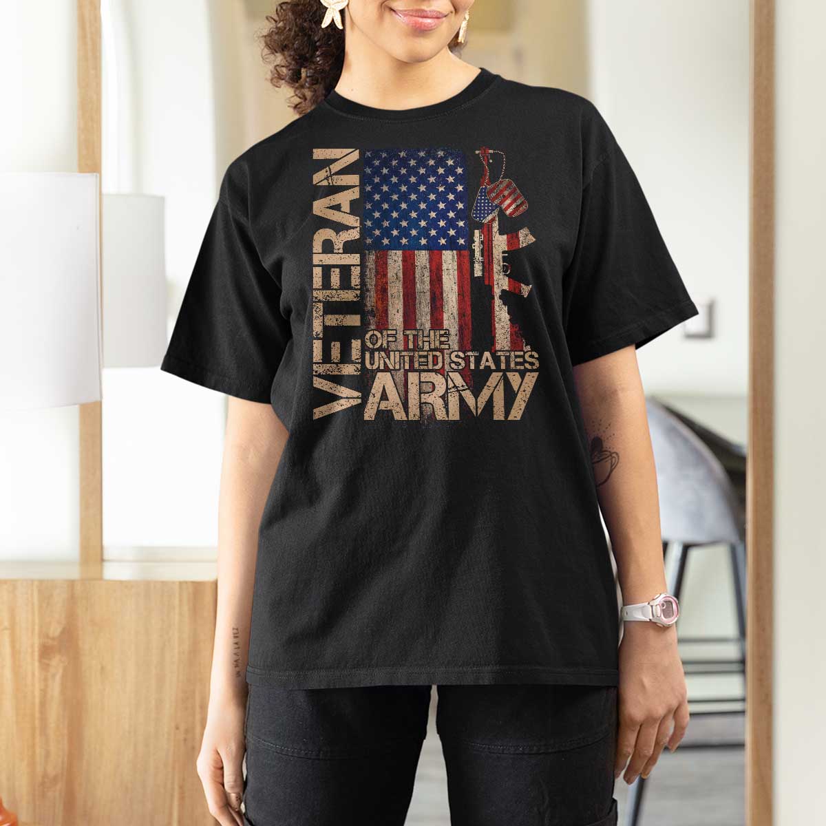 Veteran Of The United States T Shirt For Women Army US Flag Veteran Patriotic