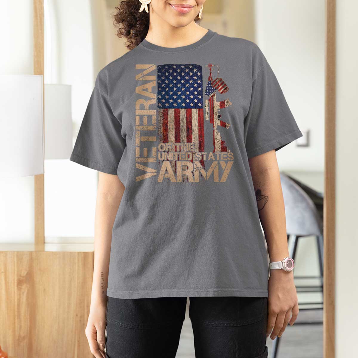 Veteran Of The United States T Shirt For Women Army US Flag Veteran Patriotic
