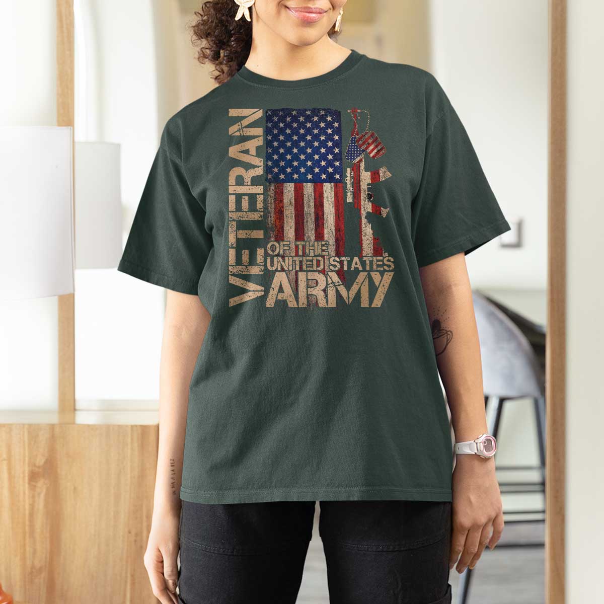 Veteran Of The United States T Shirt For Women Army US Flag Veteran Patriotic