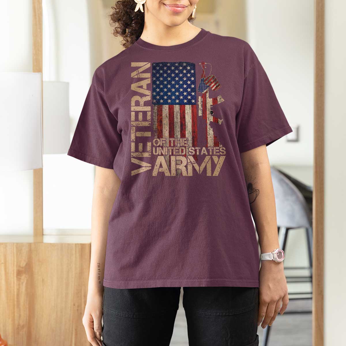 Veteran Of The United States T Shirt For Women Army US Flag Veteran Patriotic