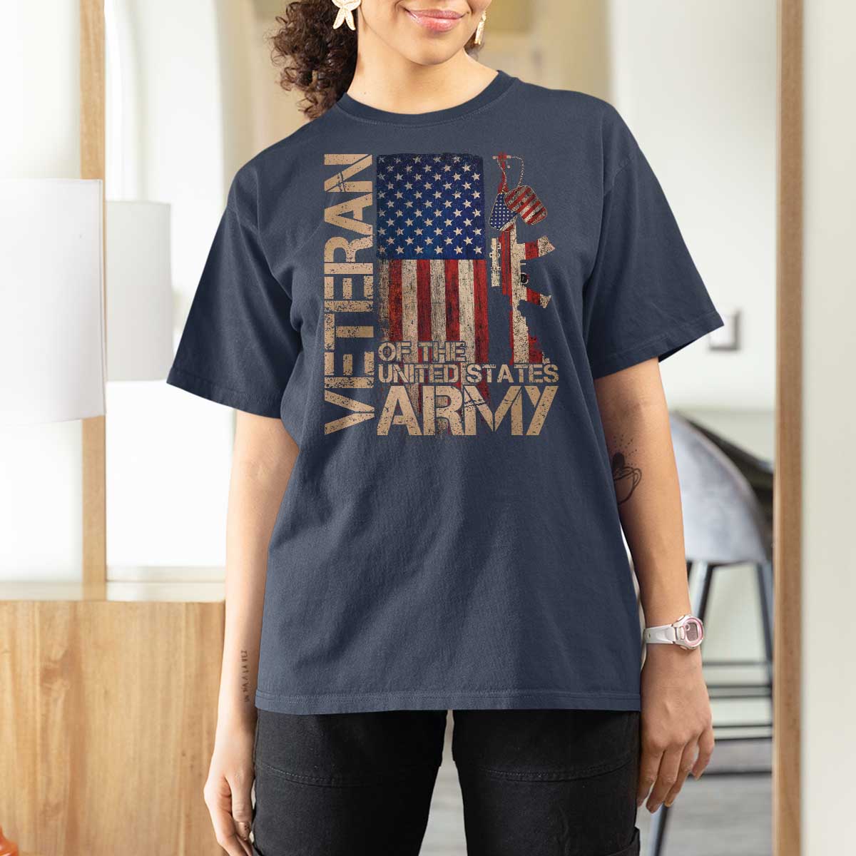 Veteran Of The United States T Shirt For Women Army US Flag Veteran Patriotic