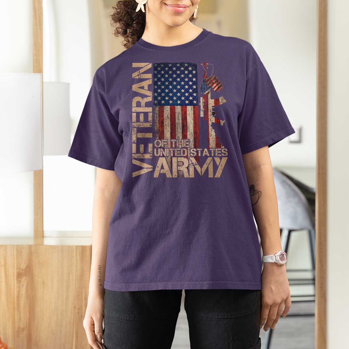 Veteran Of The United States T Shirt For Women Army US Flag Veteran Patriotic