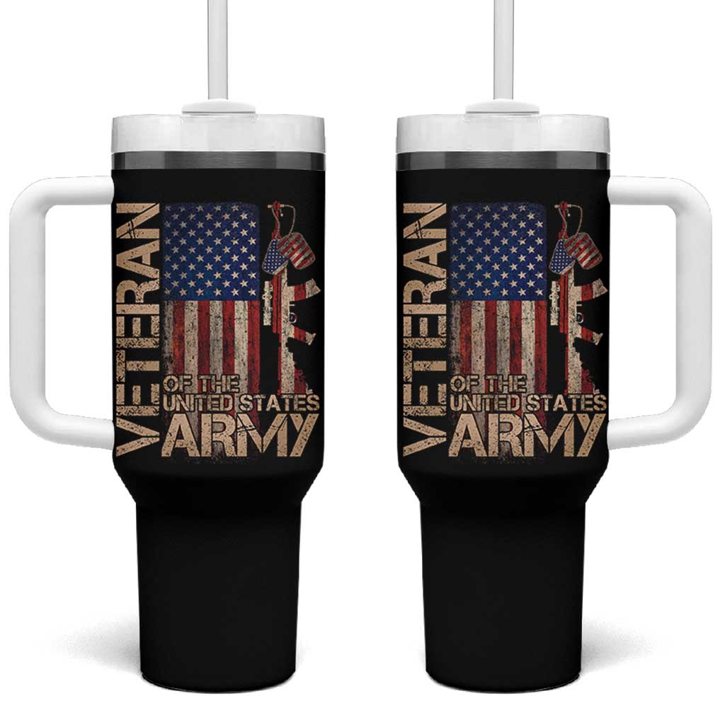 Veteran Of The United States Tumbler With Handle Army US Flag Veteran Patriotic