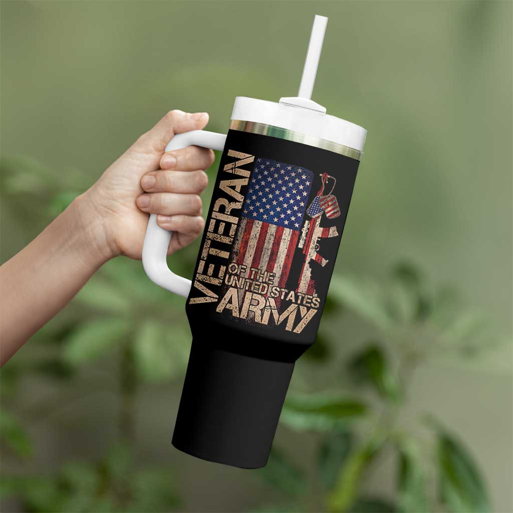 Veteran Of The United States Tumbler With Handle Army US Flag Veteran Patriotic